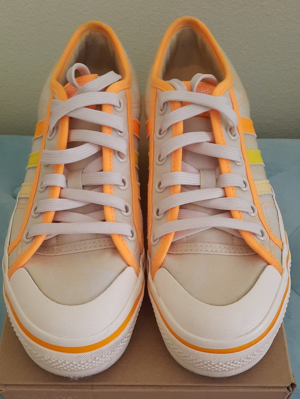 adidas Nizza Platform White Sneakers with Orange Trim